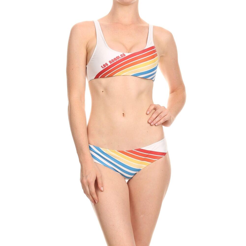 Poprageous 70's Los Angeles Swim Top Size Small